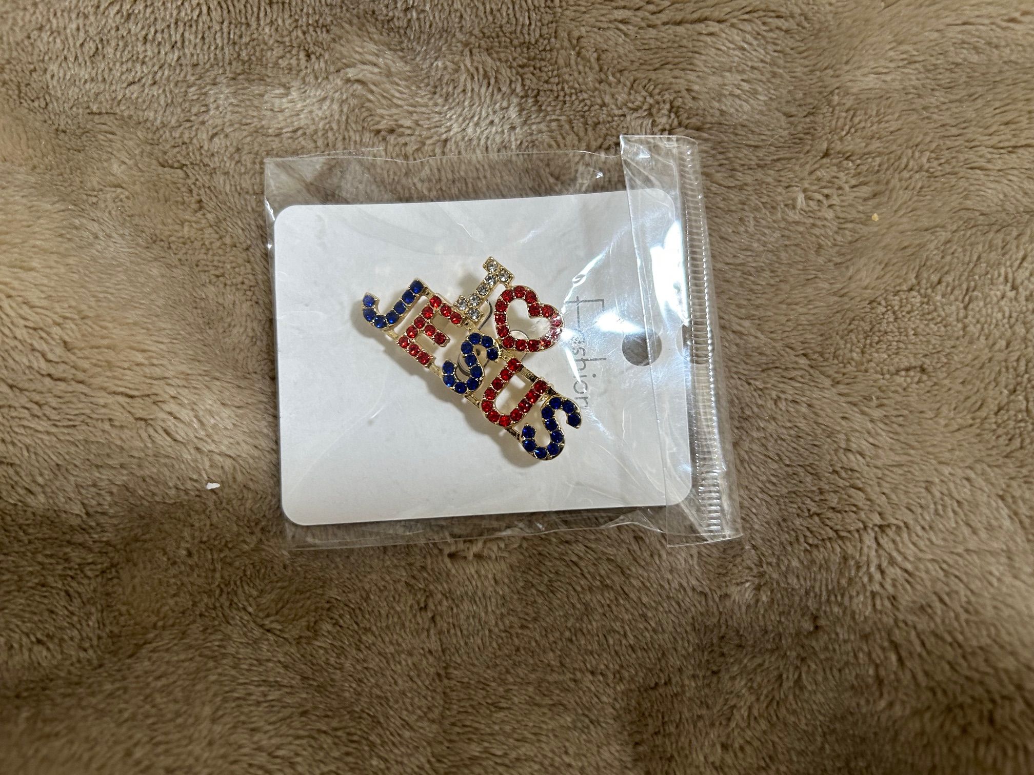 Jewelry:  I Love Jesus Pins (Silver with Red Heart)